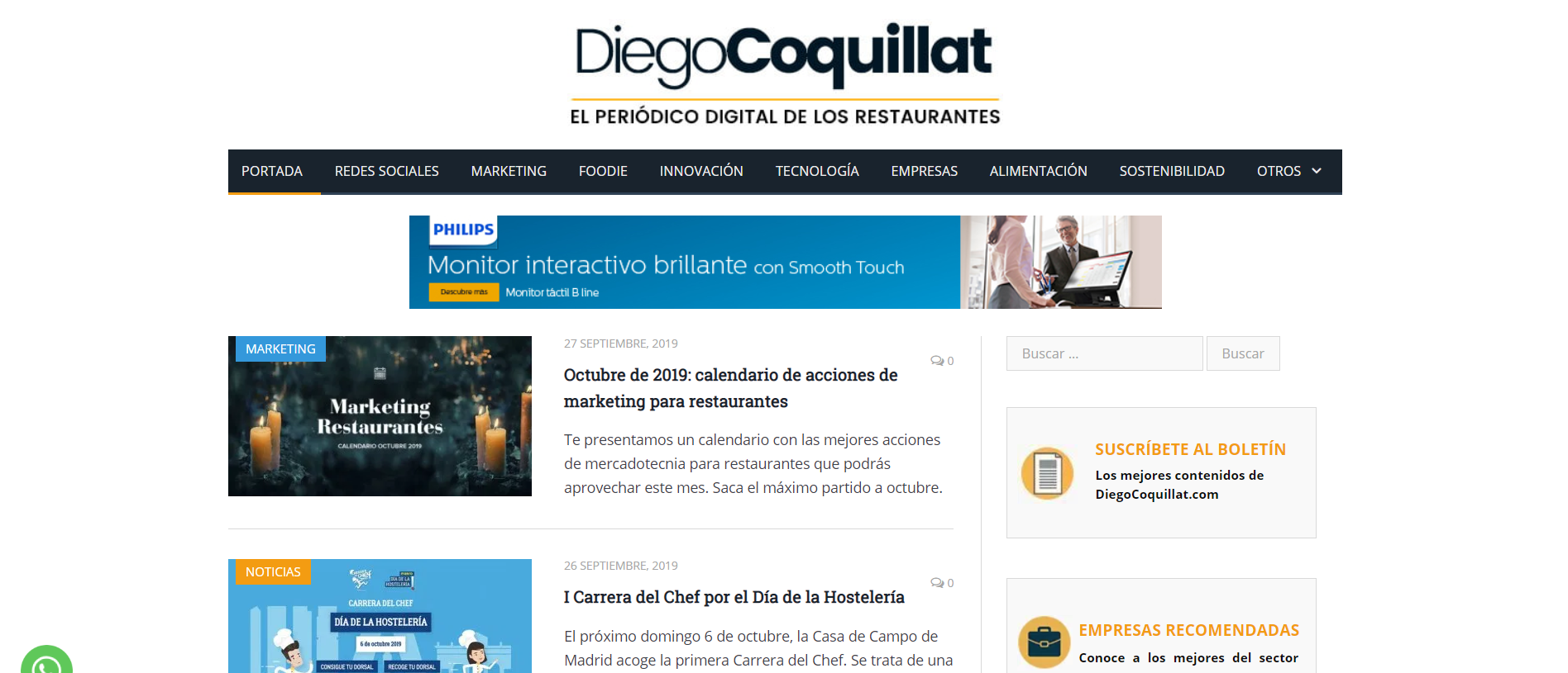 Los 6 mejores Blogs sobre hostelería y restauración. Diego Coquillat Blog portada